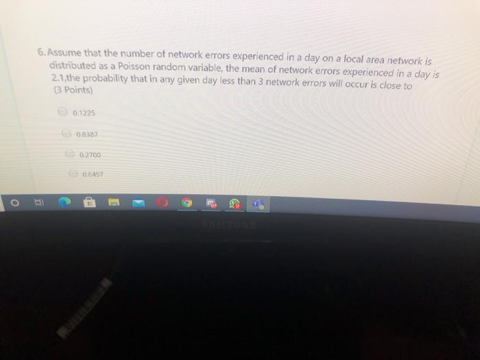 Solved 6. Assume that the number of network errors | Chegg.com
