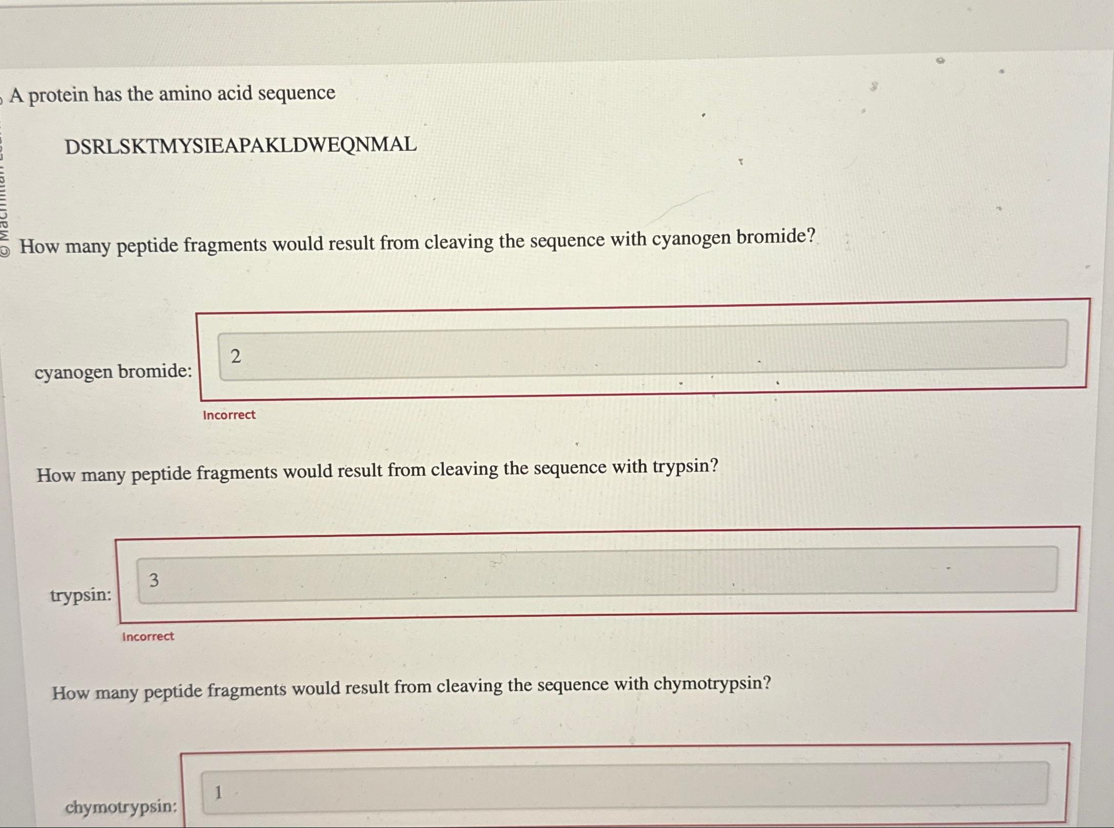 Solved A protein has the amino acid | Chegg.com