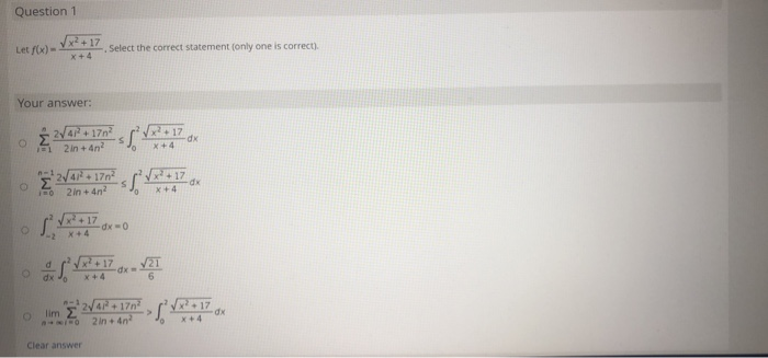Solved Question 1 Let f(x) Select the correct statement only | Chegg.com