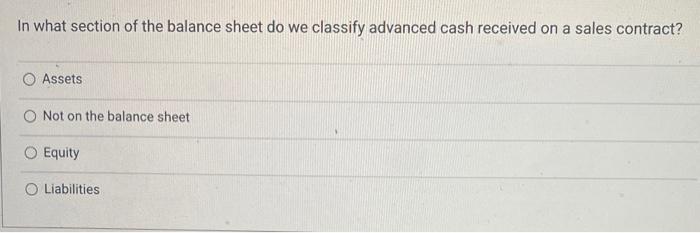 advance received against sale of property in balance sheet