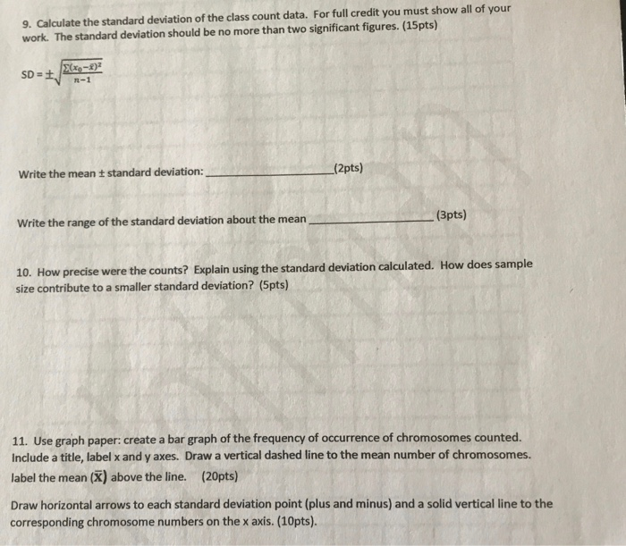 Solved 9. Calculate the standard deviation of the class | Chegg.com