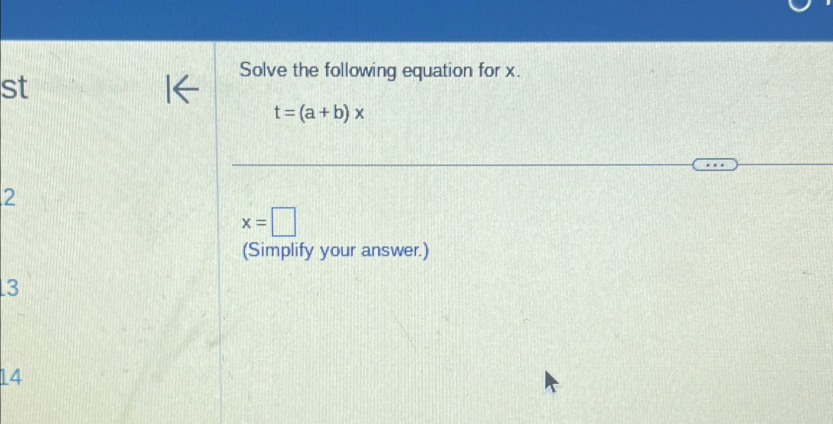 Solved Solve the following equation for | Chegg.com