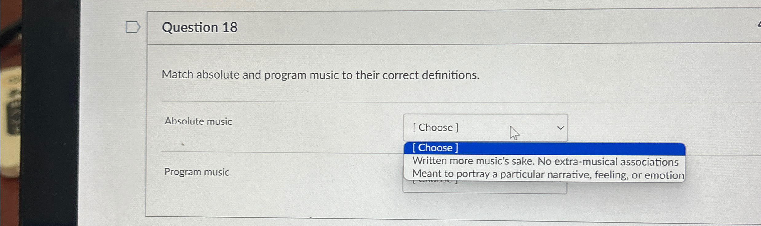 Solved Question 18Match absolute and program music to their | Chegg.com