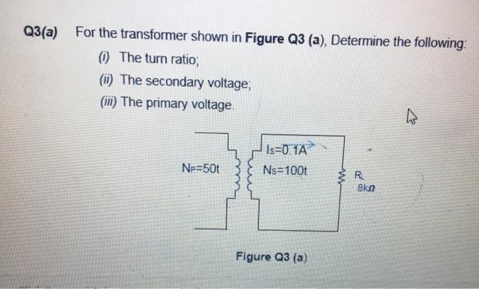 Solved Q3(a) For the transformer shown in Figure Q3 (a), | Chegg.com