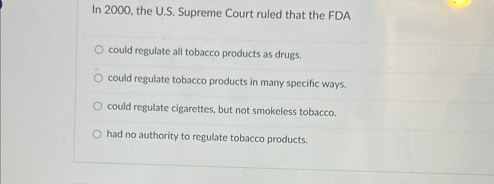 Solved In 2000, ﻿the U.S. ﻿Supreme Court ruled that the