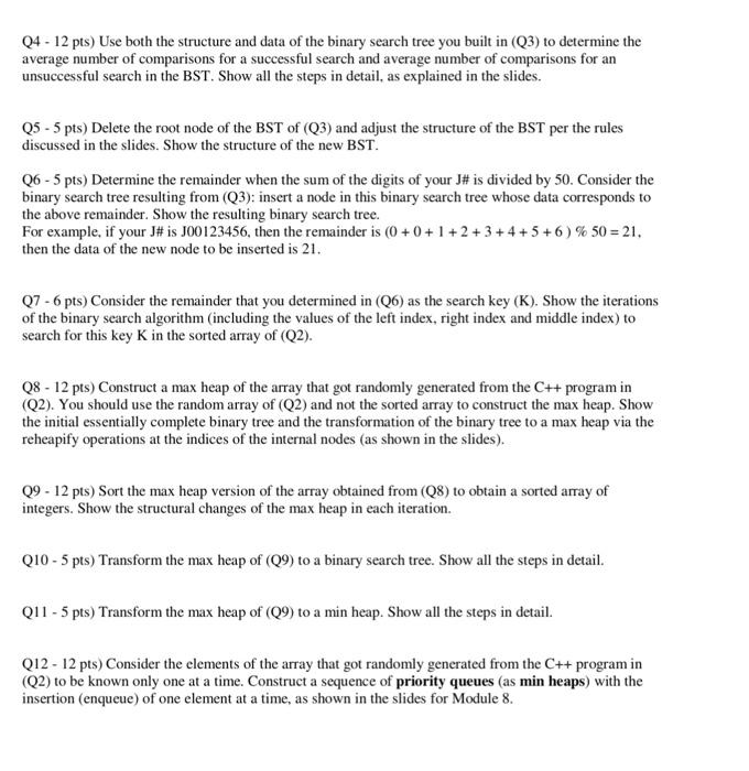 Solved QI - 10 pts) Construct a binary search tree (BST) | Chegg.com