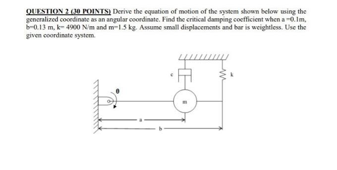 Solved QUESTION 2 (30 POINTS) Derive the equation of motion | Chegg.com