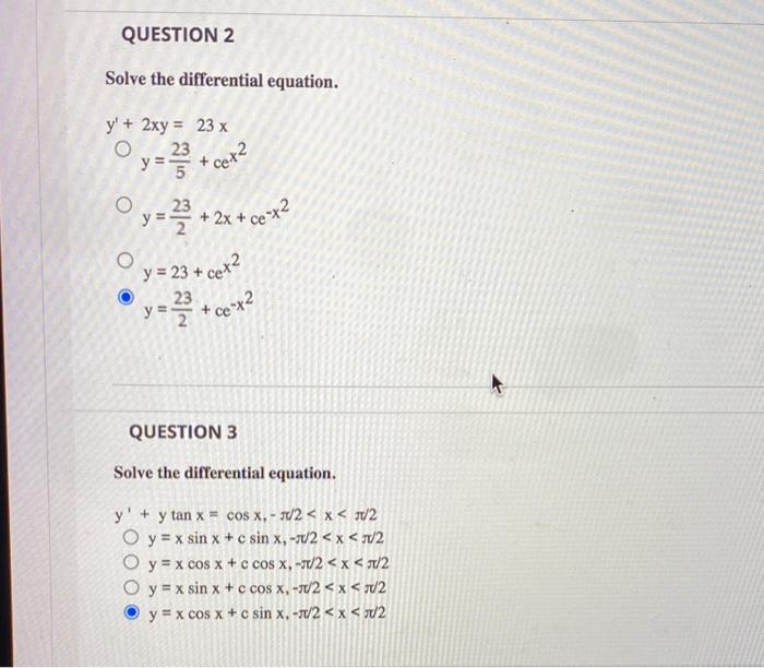Solved QUESTION 2 Solve the differential equation. y' + 2xy | Chegg.com