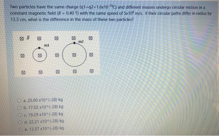 Solved Two particles have the same charge (91=q2=1.6x10-19C) | Chegg.com