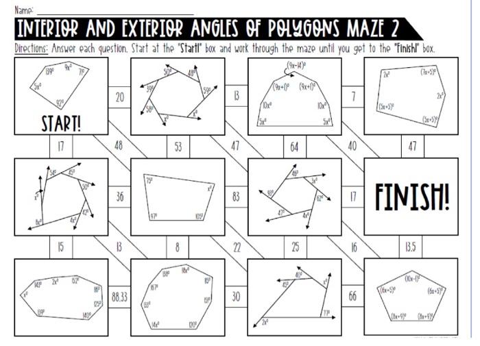 Exterior Angles Of Polygons Maze 2