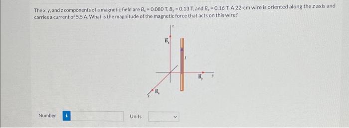 Solved The x,y, and z components of a magnetic field are | Chegg.com