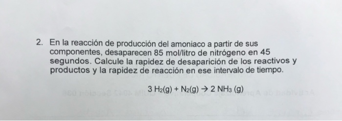 2. En La Reacción De Producción Del Amoniaco A Partir | Chegg.com