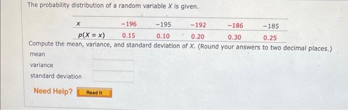 Solved The probability distribution of a random variable X | Chegg.com