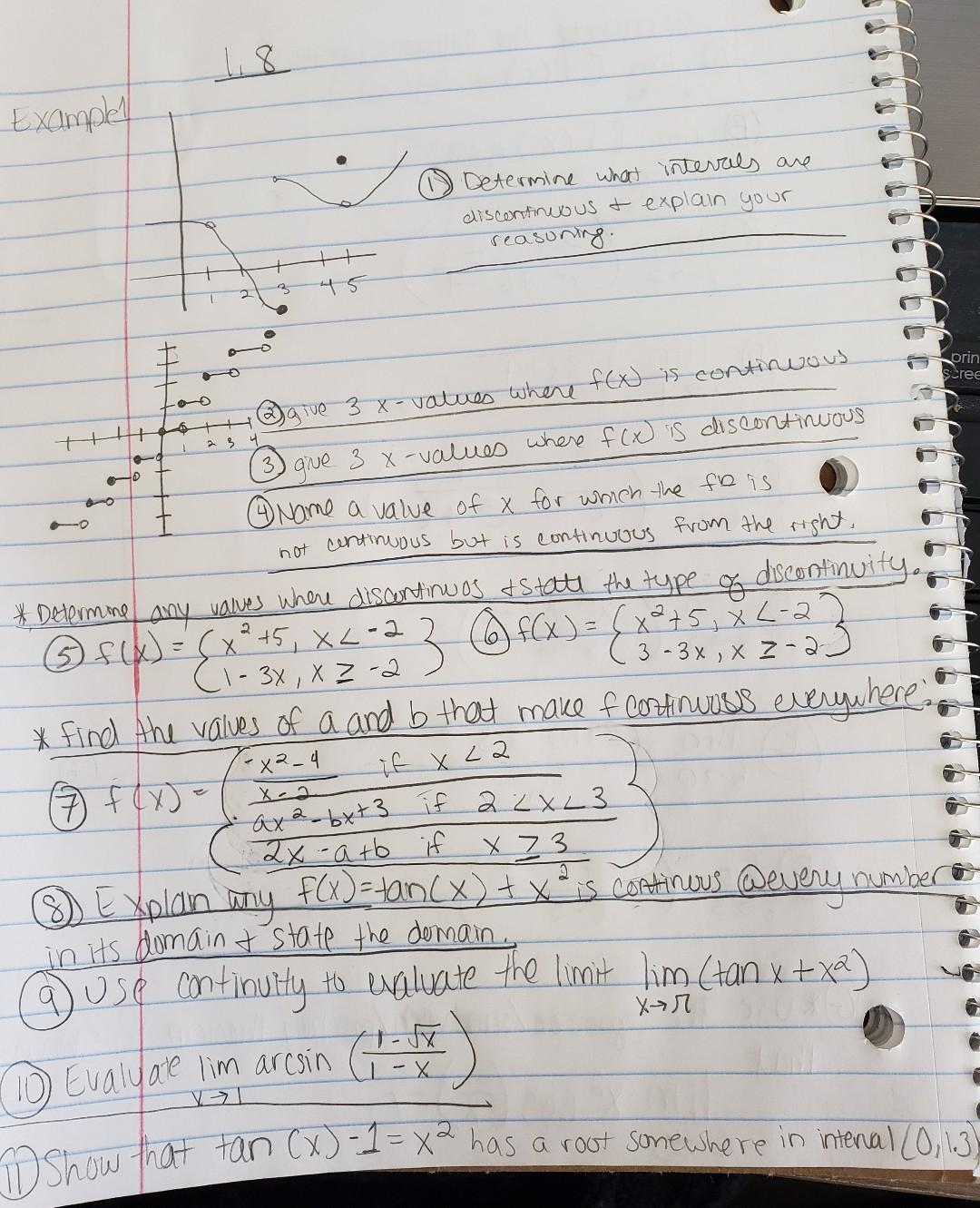 Solved Exampley are Determine what intervals discontinuous & | Chegg.com