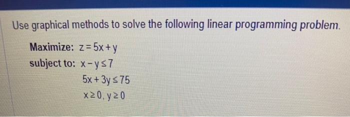 Solved Use graphical methods to solve the following linear | Chegg.com