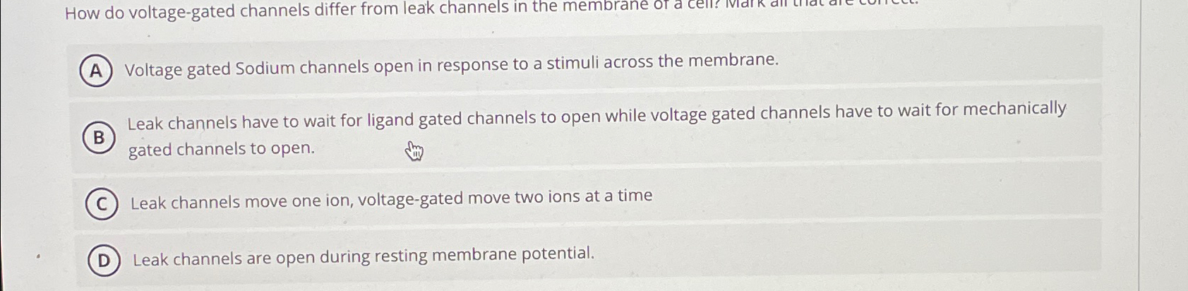 Solved How do voltage-gated channels differ from leak | Chegg.com
