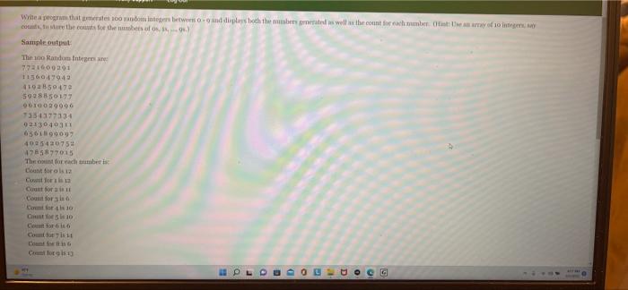 Solved Write a program that gmerates 200 random integers | Chegg.com