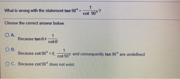 Why is Tan(90°) Wrong? (Undefined)