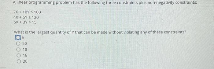 Solved A linear programming problem has the following three | Chegg.com