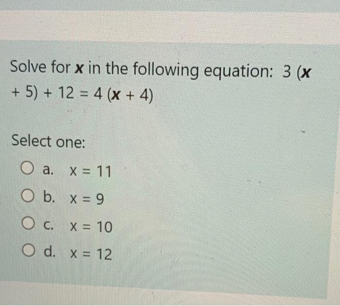 Solved Solve for x in the following equation: 3 ( x | Chegg.com