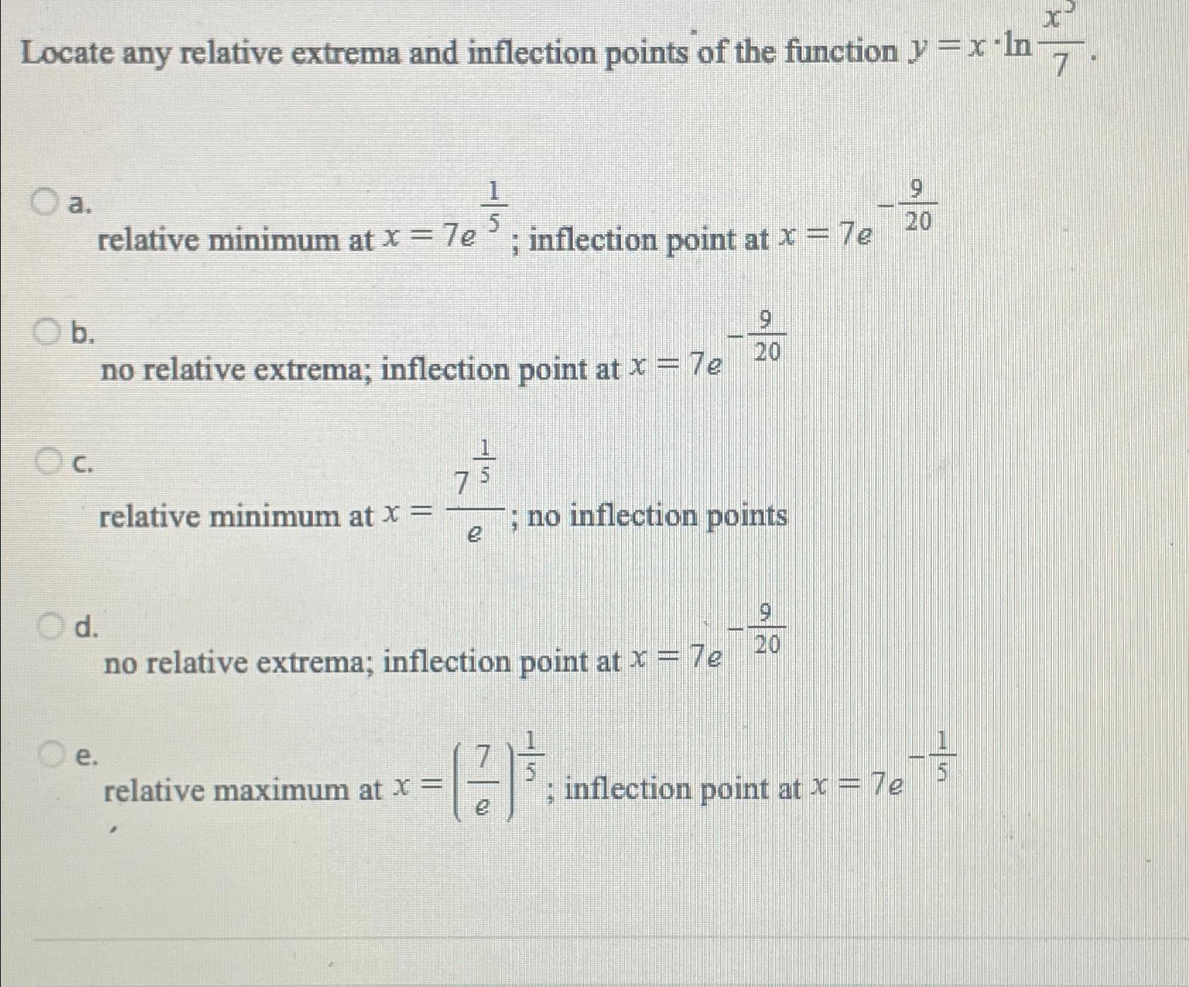 Solved Locate any relative extrema and inflection points of