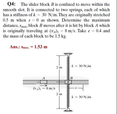 Solved Q4: The slider block B is confined to move within the | Chegg.com