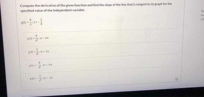 Solved Compute the derivative of the given function and find | Chegg.com
