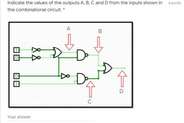 Solved Indicate the values of the outputs A, B, C and D from | Chegg.com