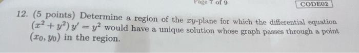 Solved 12. (5 Points) Determine A Region Of The Xy-plane For | Chegg.com