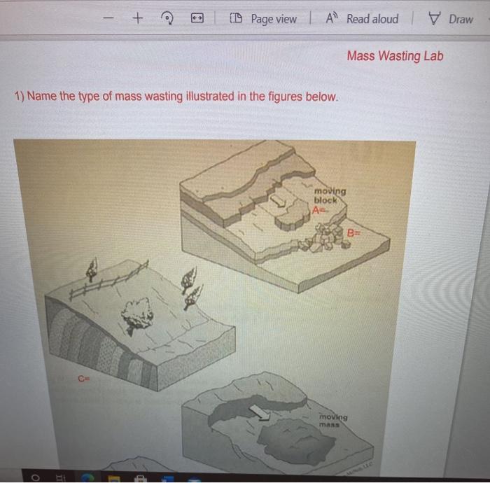 C IL Page View L A Read Aloud Draw Mass Wasting | Chegg.com