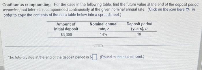 Solved Continuous compounding For the case in the following | Chegg.com
