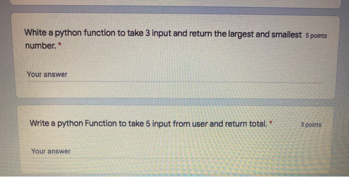 Solved White a python function to take 3 input and return | Chegg.com