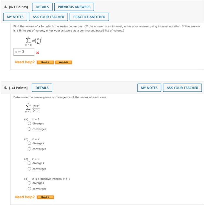 Solved Find the values of x for which the series converges.