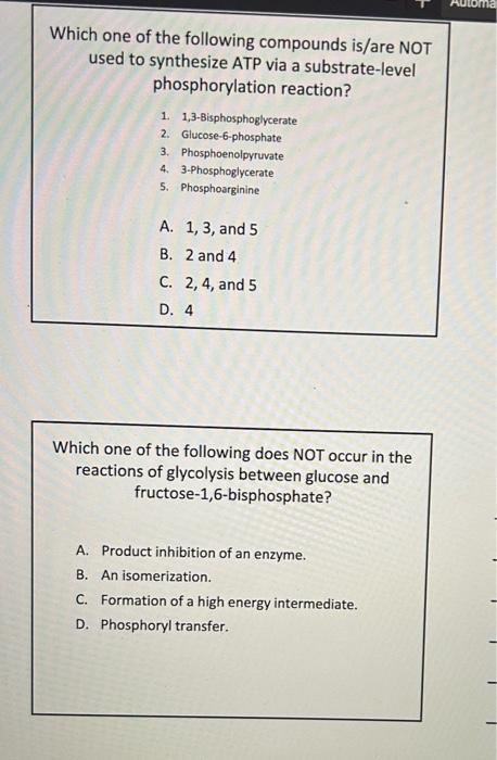 Solved Which one of the following compounds is/are NOT used | Chegg.com