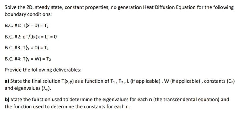 Solve The 2d Steady State Constant Properties N Chegg Com