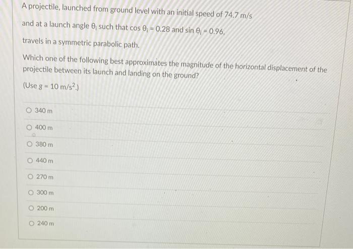 Solved A projectile, launched from ground level with an | Chegg.com