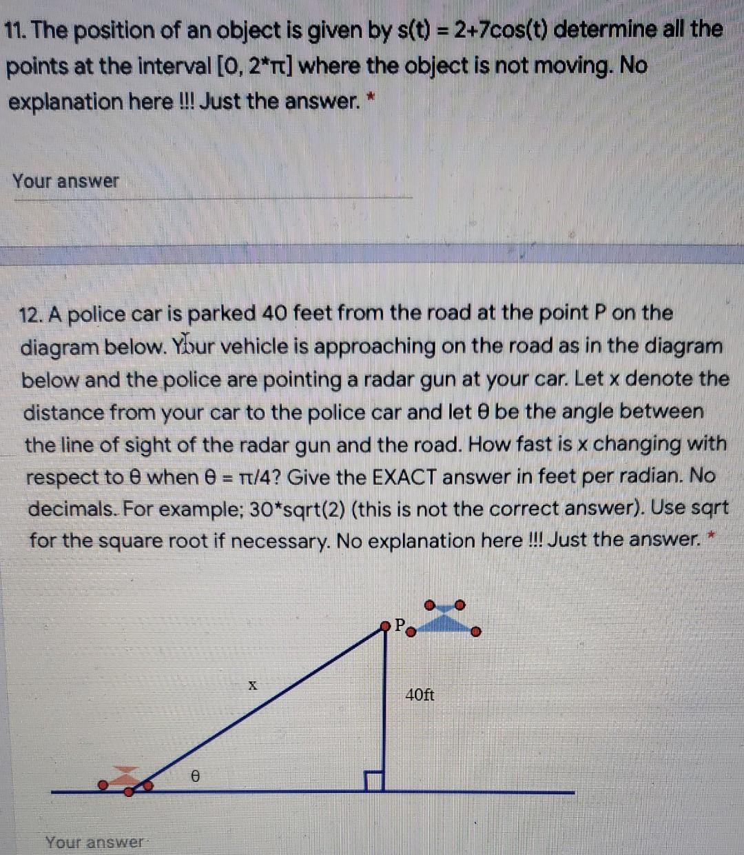 Solved 11. The position of an object is given by s(t) = | Chegg.com