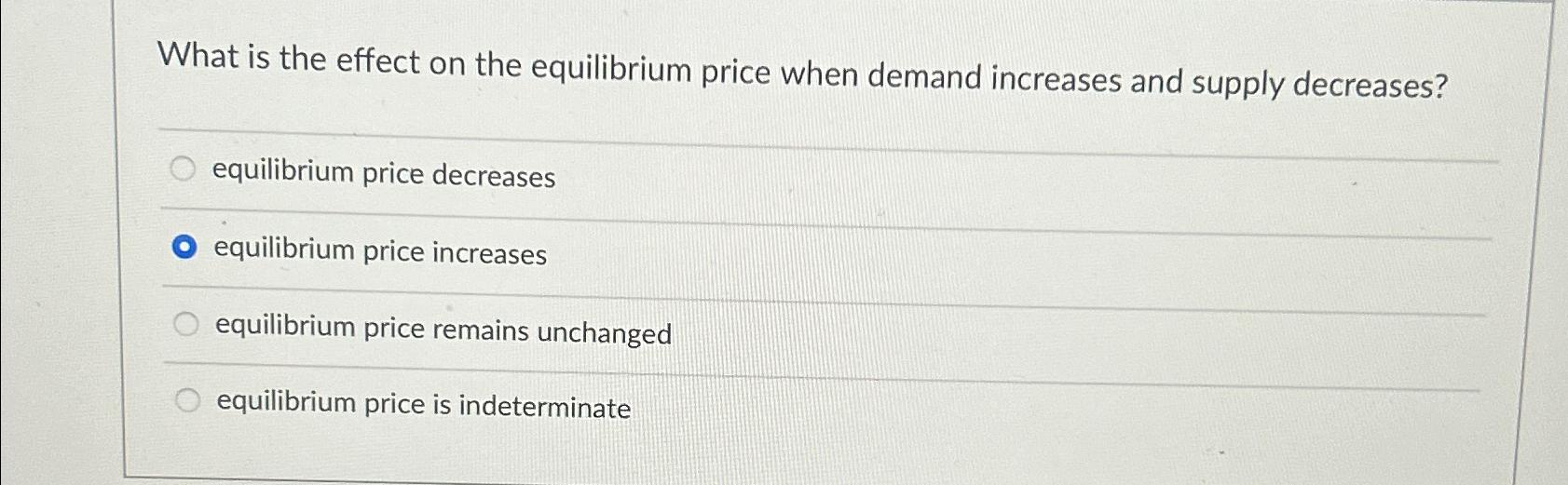 Solved What is the effect on the equilibrium price when | Chegg.com
