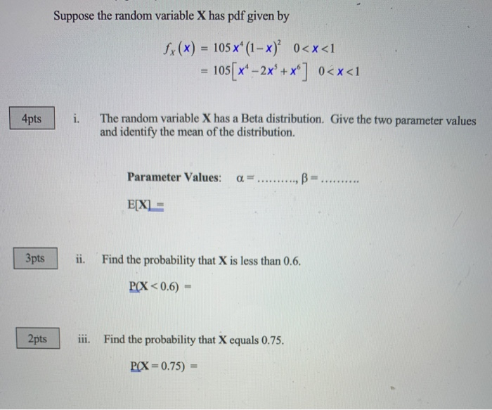 Solved Suppose the random variable X has pdf given by fx(x) | Chegg.com