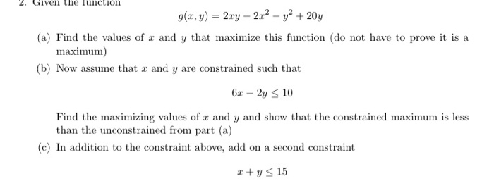 Solved 2 Given The Function G X Y 2xy 2x2 Y2 y Chegg Com