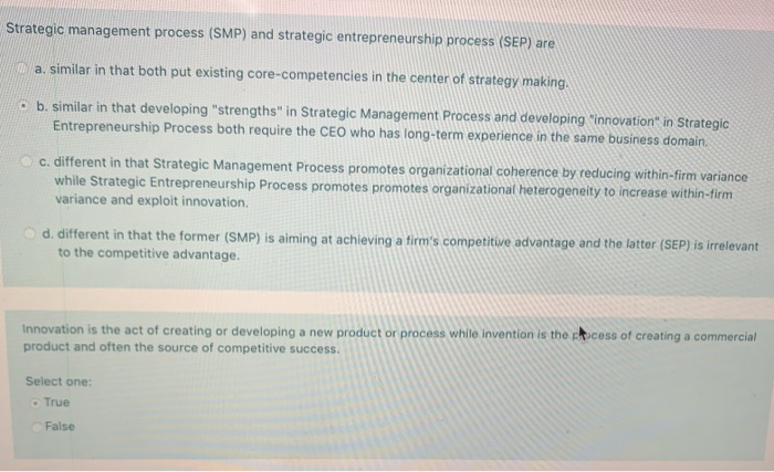 Solved Strategic Management Process (SMP) And Strategic | Chegg.com