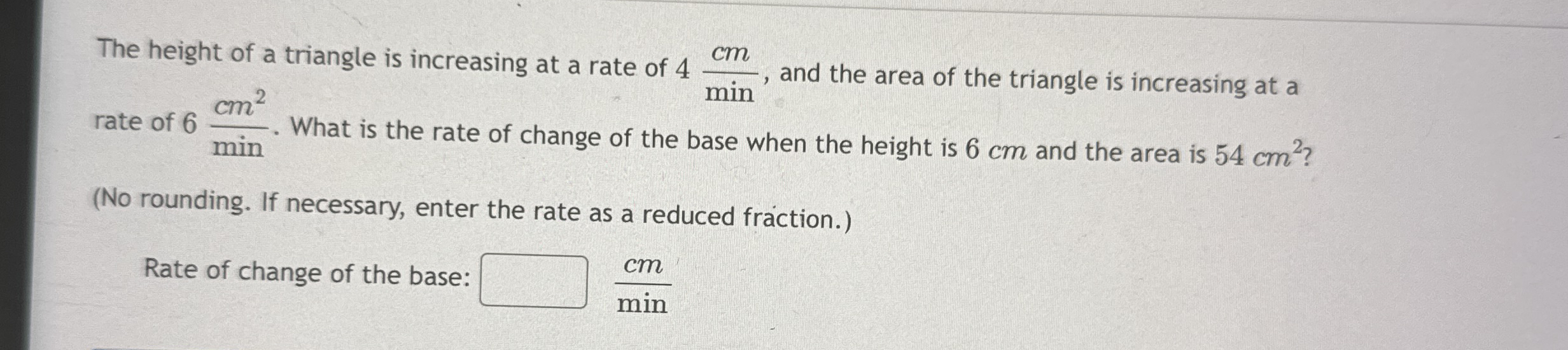 Solved The height of a triangle is increasing at a rate of | Chegg.com