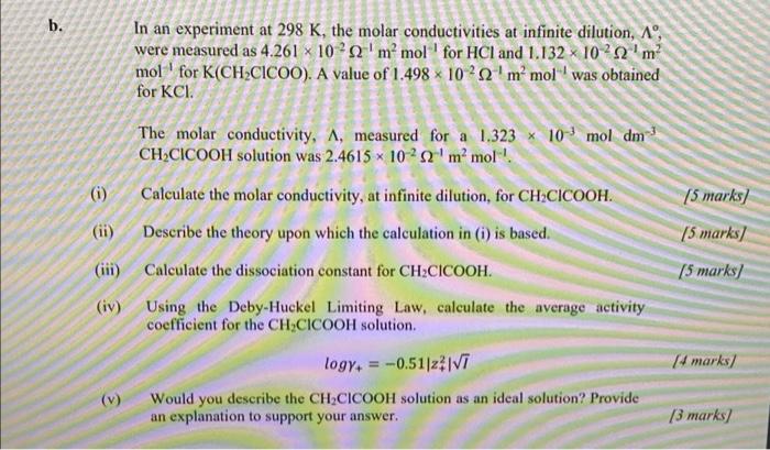 Solved B. In An Experiment At 298 K, The Molar | Chegg.com