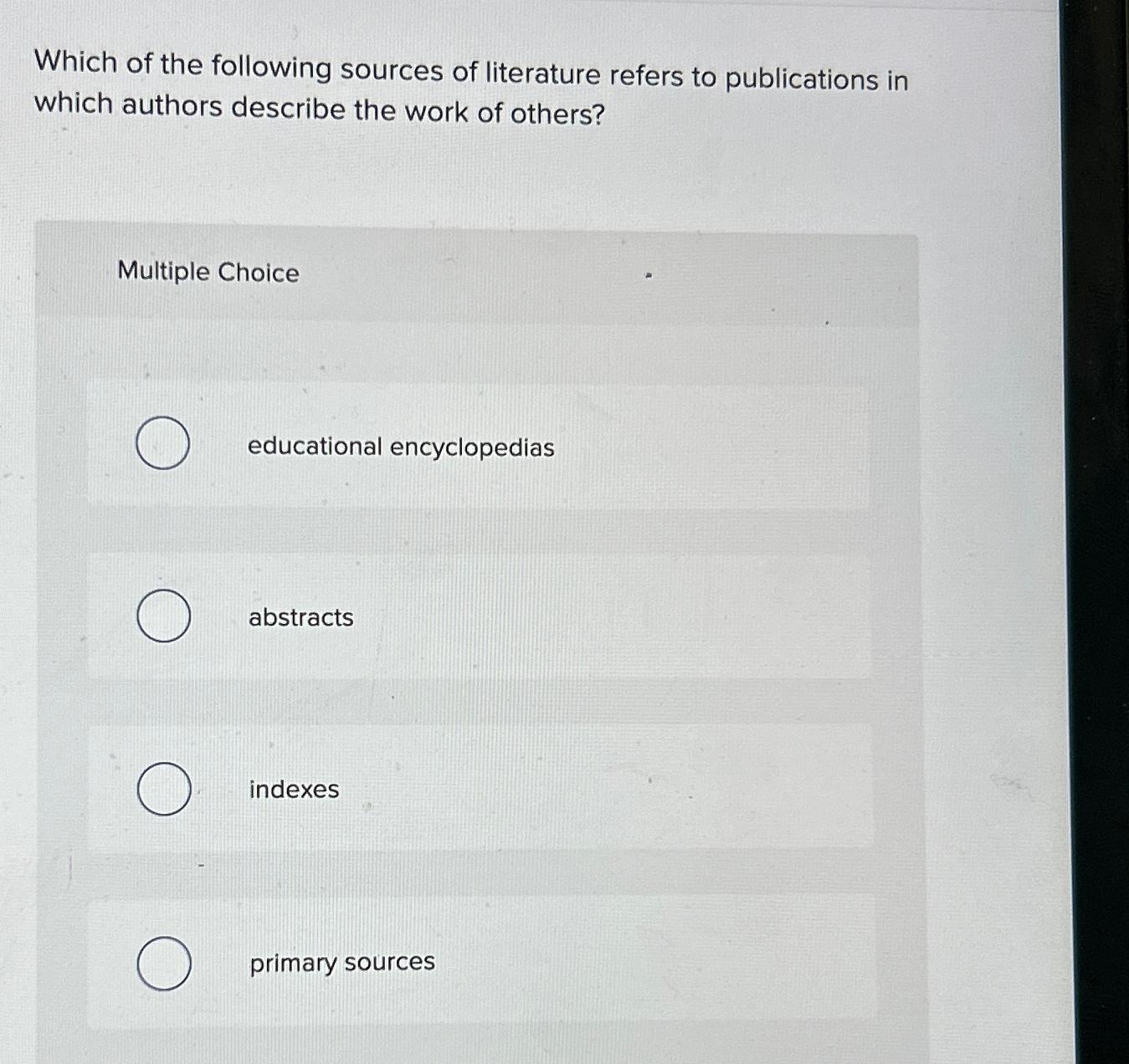 q 5 what are different sources of literature review describe in detail