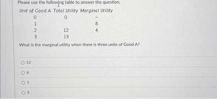 Solved Please use the following table to answer the | Chegg.com