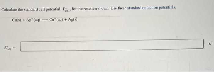 Solved Calculate the standard cell potential, Ecell ′, for | Chegg.com