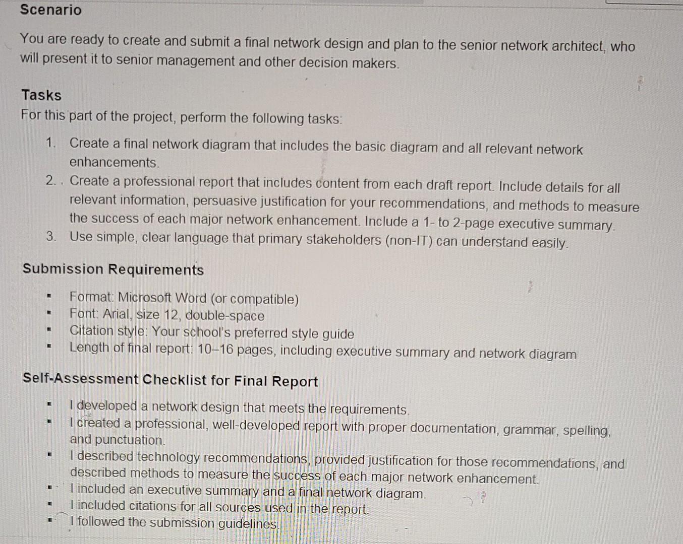 Solved Scenario You are ready to create and submit a final | Chegg.com