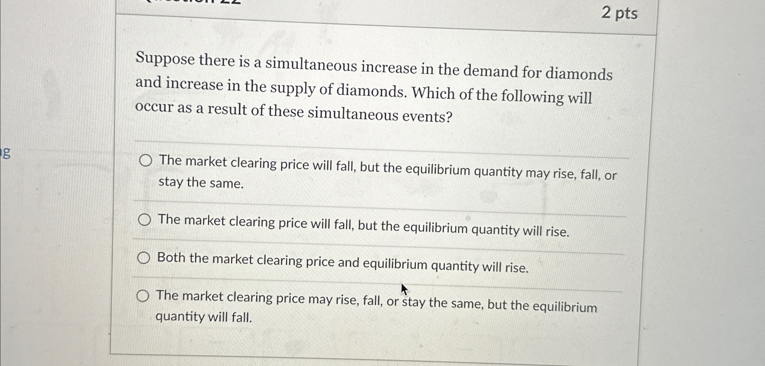 Solved 2ptsSuppose there is a simultaneous increase in the | Chegg.com