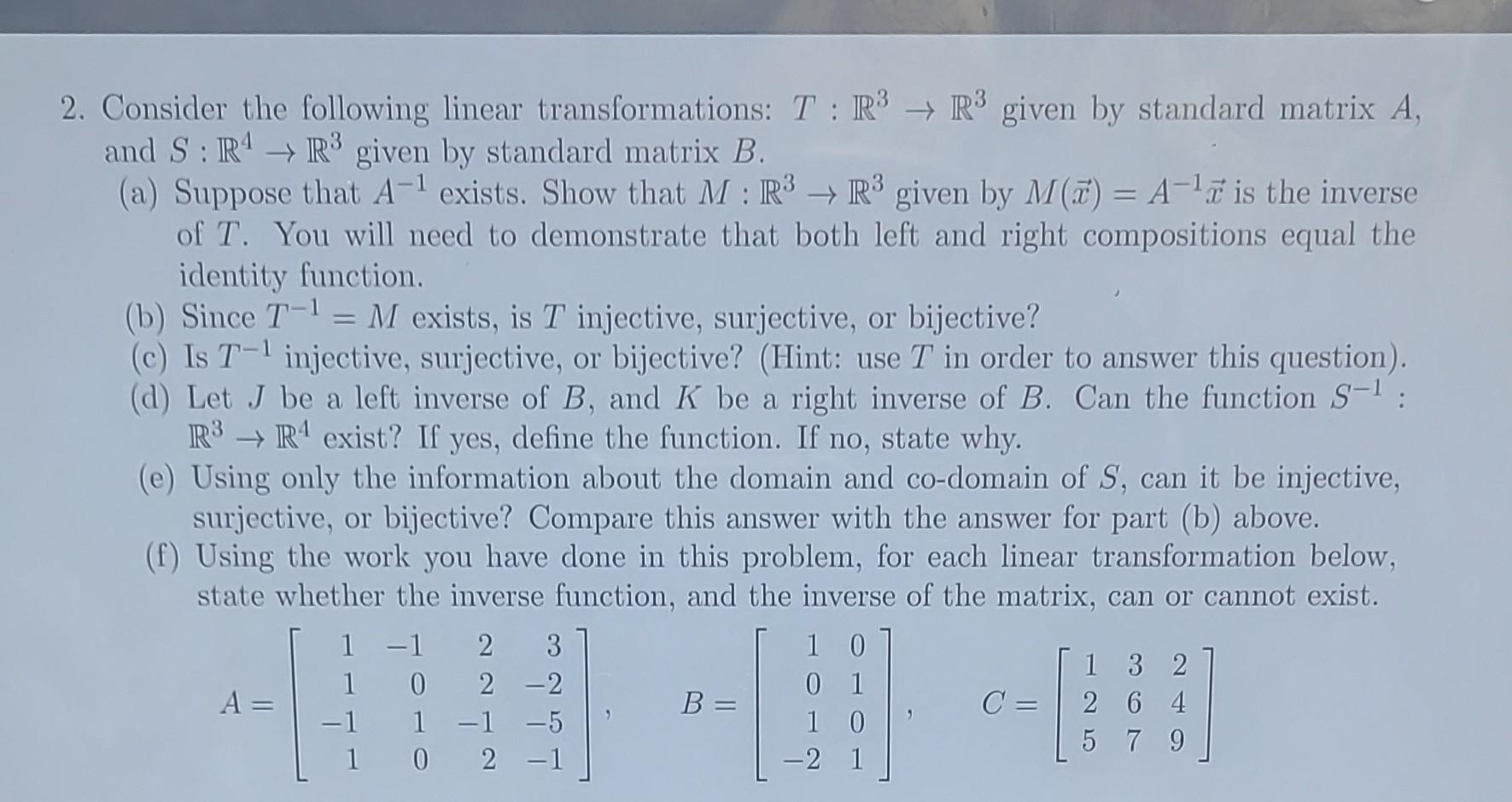 Solved 2 Consider The Following Linear Transformations Chegg Com   Image 