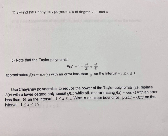 Solved 1 Afind The Chebyshev Polynomials Of Degree 23